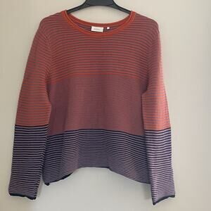 FOIL Jumper Rib Upon Rib Sweater Sz Large Burnt Orange Purple Mix